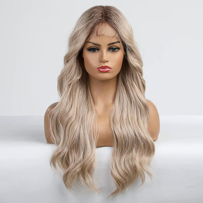 Long Ombre Light Blonde Middle Part Wig