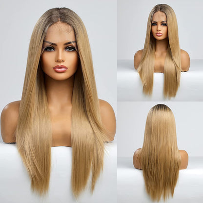 Ash Blonde Straight Long Lace Front Wig