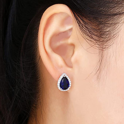 Teardrop Halo Stud Earrings For Women & Girls