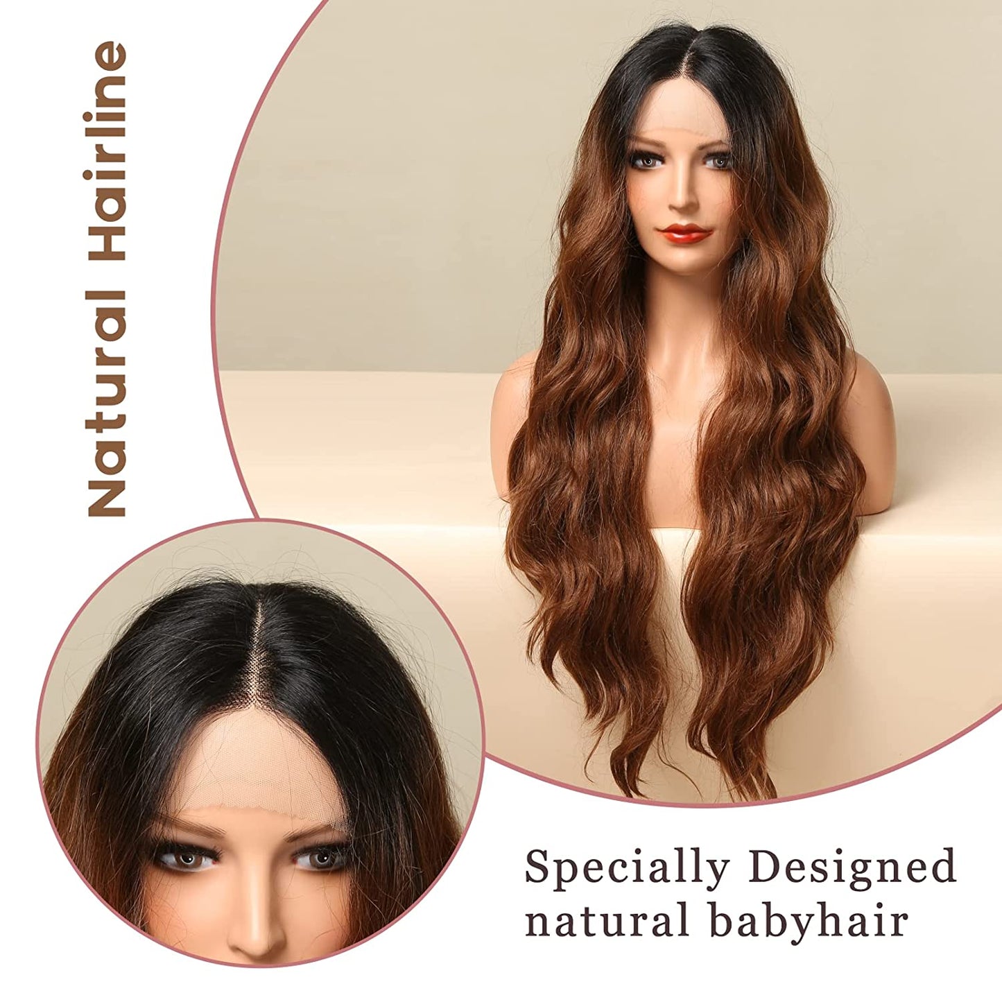 Auburn Brown with Dark Roots Lace Front Wig