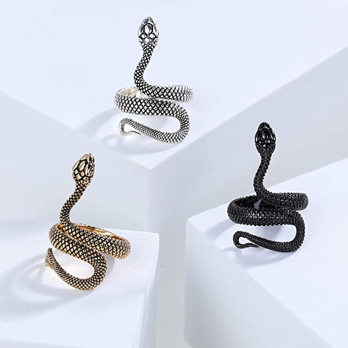Gold Vintage Snake Ring for Men Women