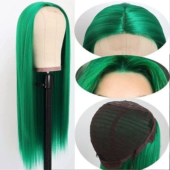 Green Straight Non Lace Wigs
