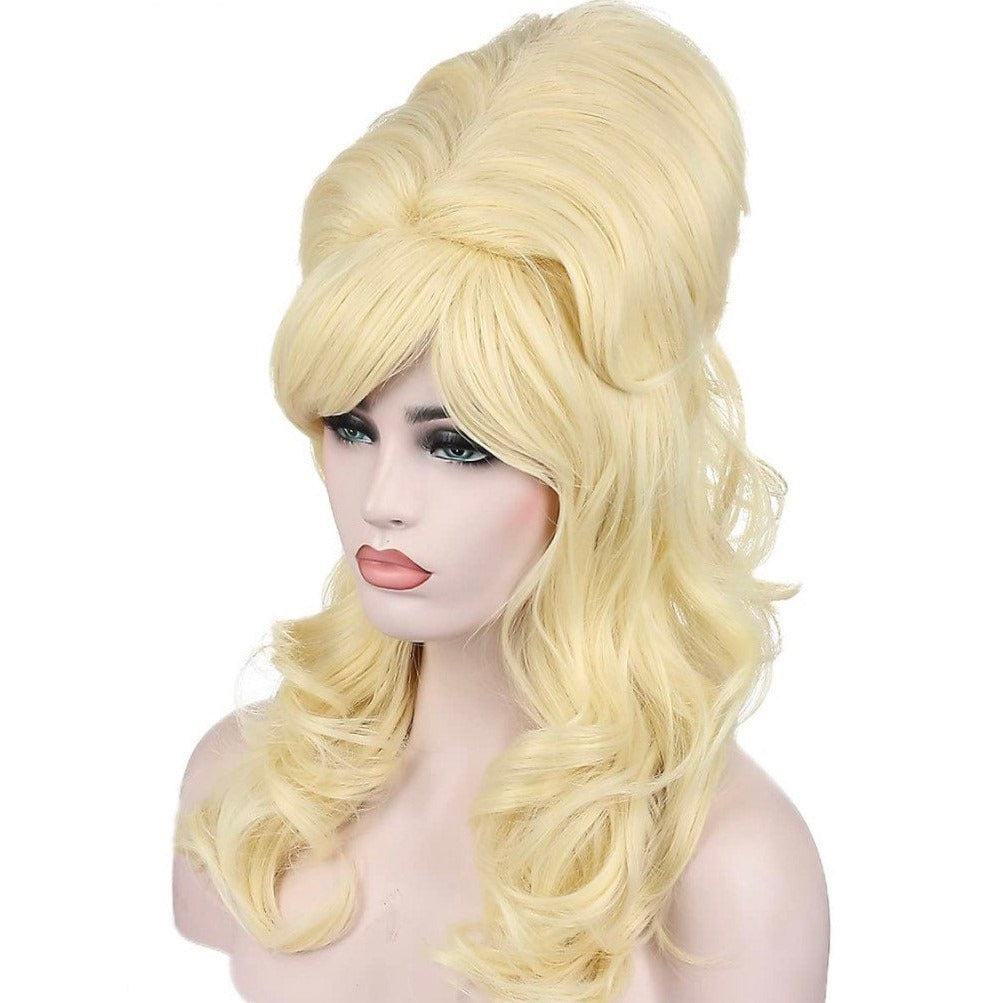 60’s Blonde Long Curly Wavy Beehive Wig DRAGQUEEN -WOMEN