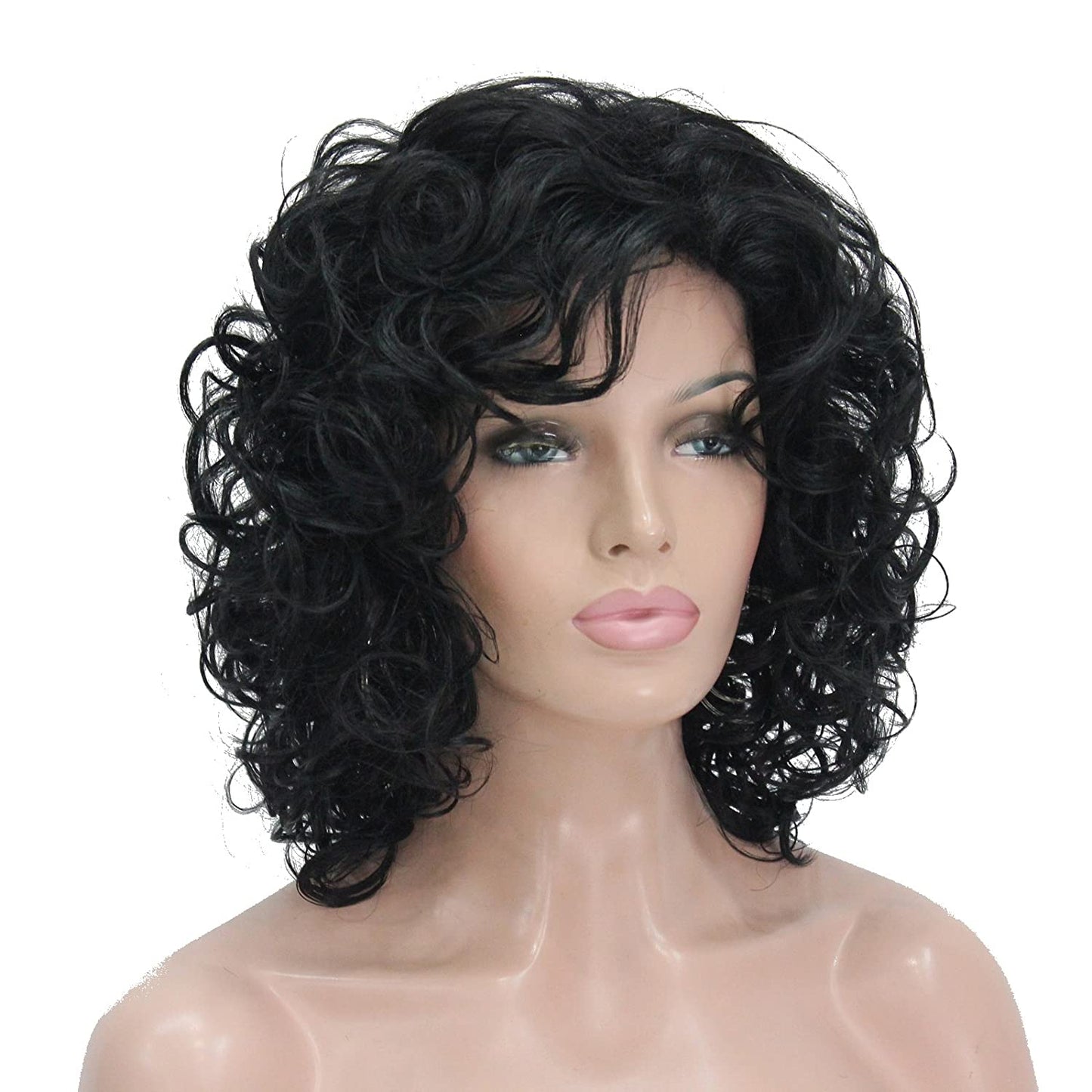 Bob Black Curly Layered Wig