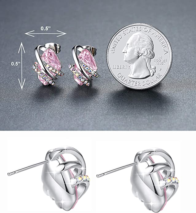 Silver October Birthstone Stud Earrings