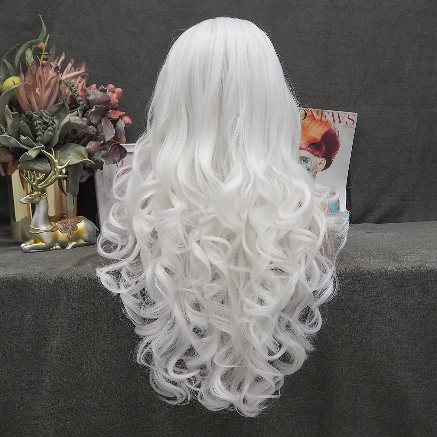 White Long Body Wavy Lace Front Wig