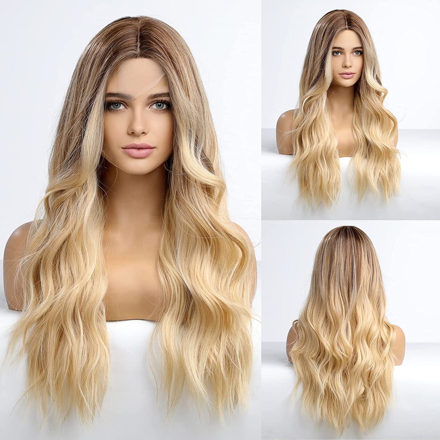 Brown to Blonde Wavy Lace Wig
