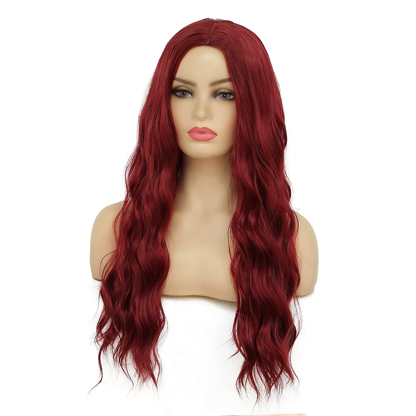 Long Middle Part Wine Red Wig