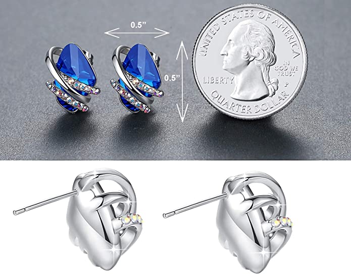 Crystal Sapphire Blue Birthstone Earring