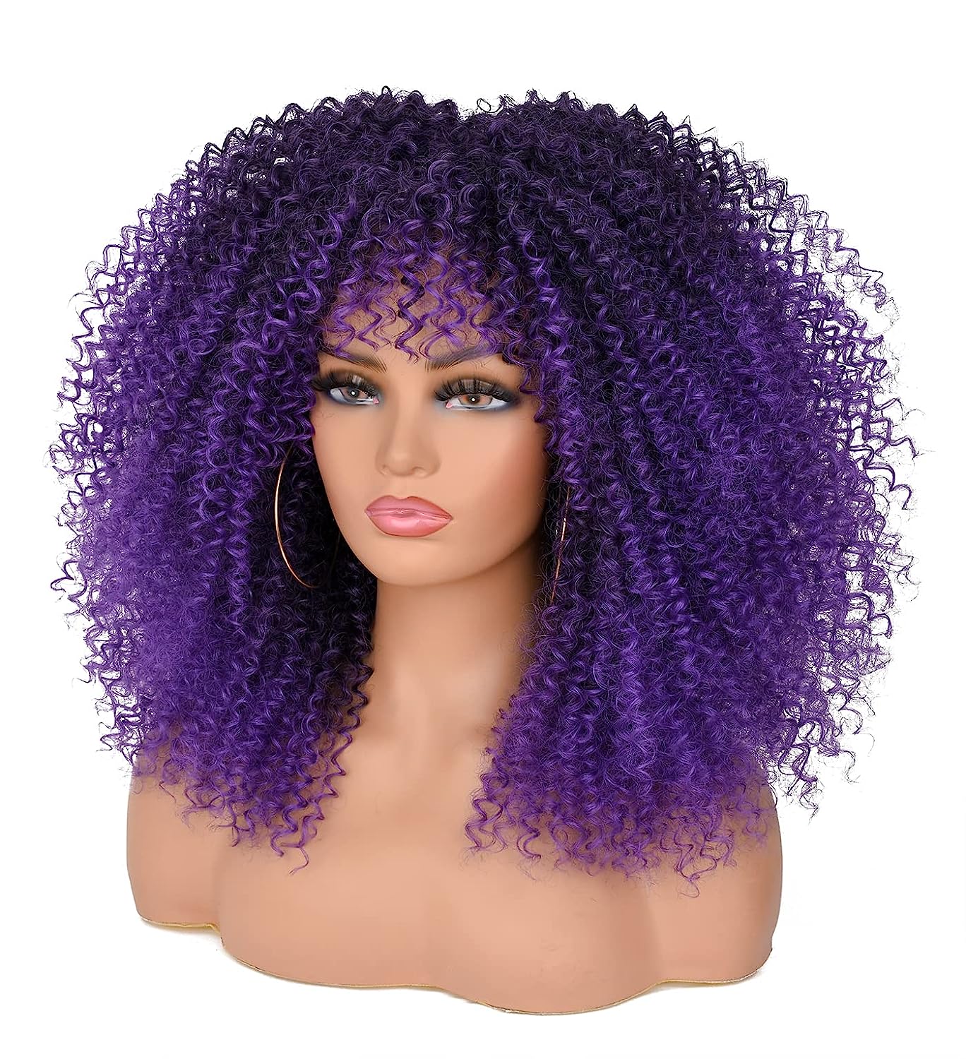Kinky Curly Wigs With Bangs