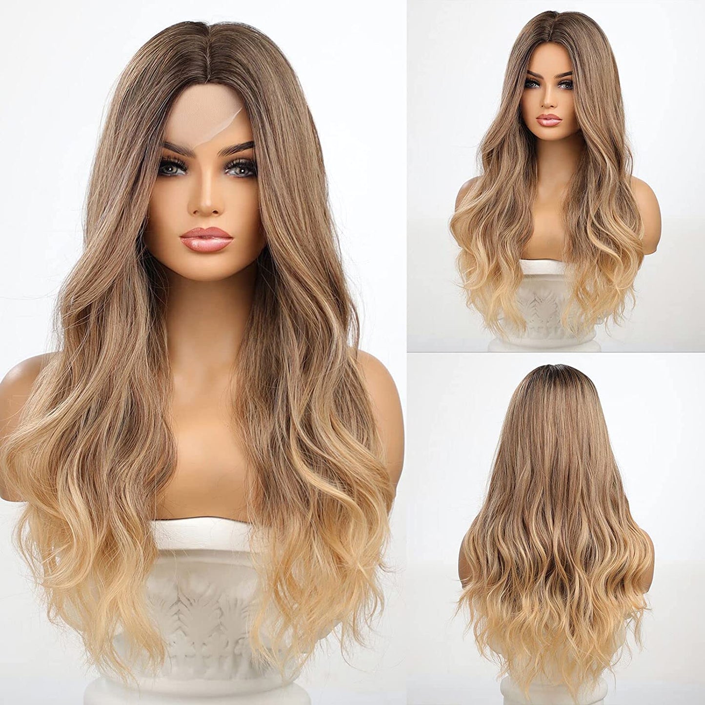 Long Curly Middle Part Lace Wig