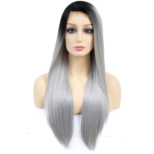 grey wig ombre grey gray lace wig side part lace front wig straight