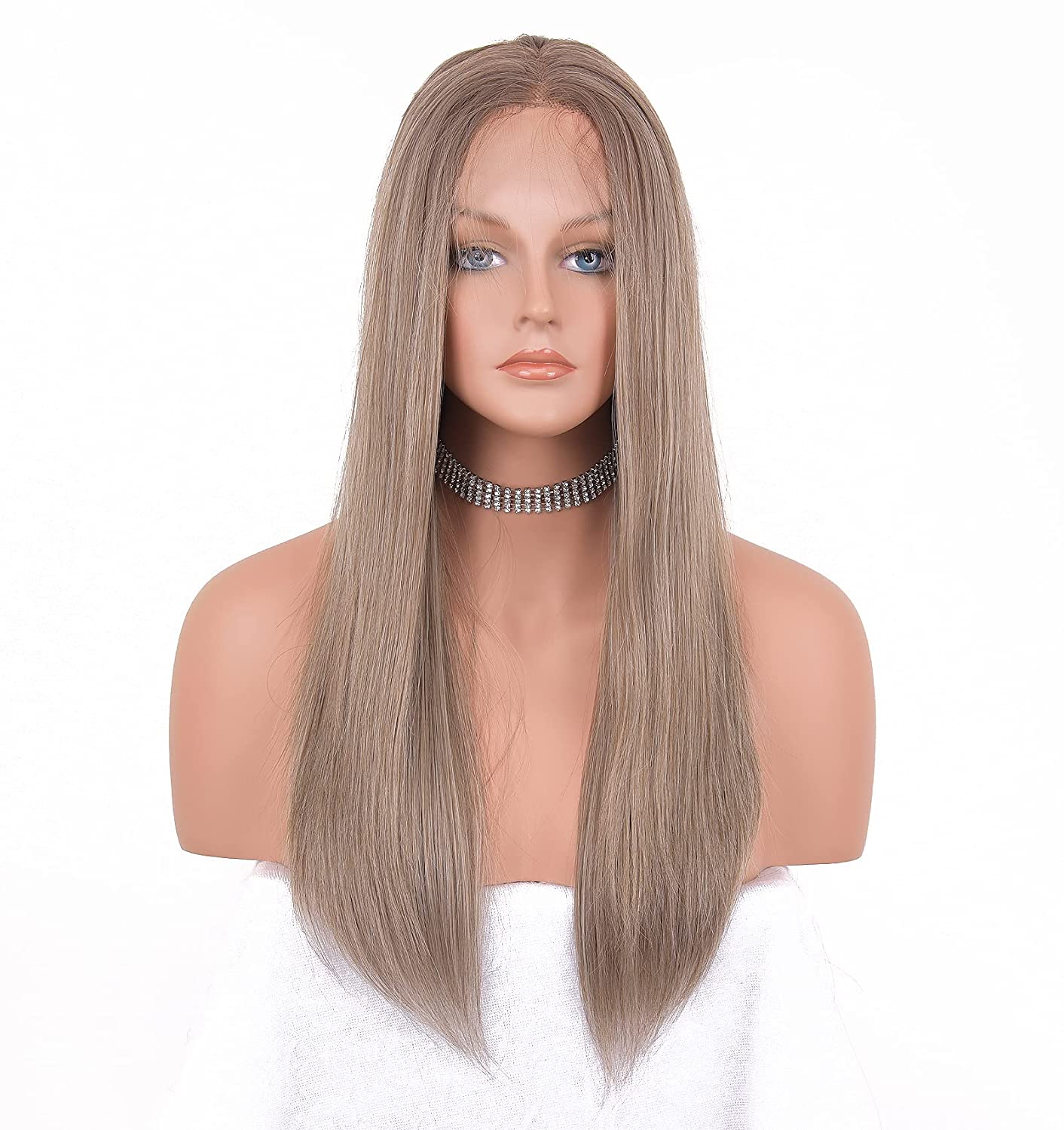 Long Straight Ombre Brown Dirty Blonde Lace Front Wigs Sheer