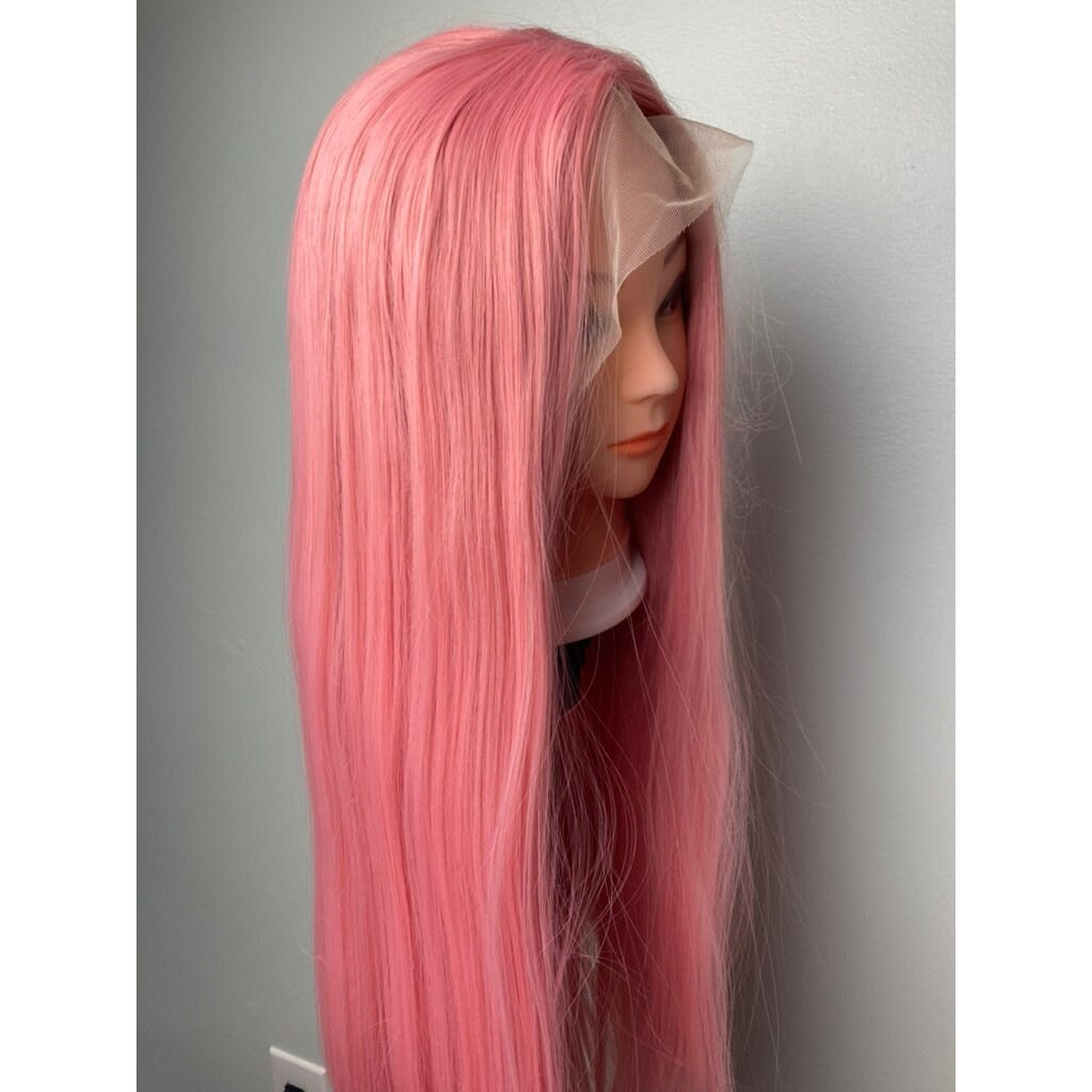 Pink Wig,Natural Straight Lace Wig,Lace Front Wig,Middle Part Pink Wig,Long Baby Pink Wig,Pink Lace Front Wig,Cosplay Wigs For Women Drag