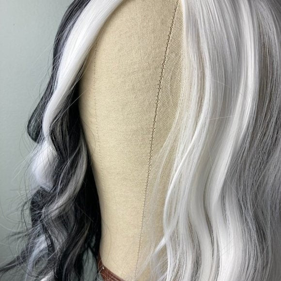 Cruella Wig Hairstyles White Black Hair Wig Sheer Beaut Jewelry