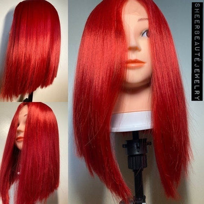 Red Short Bob Straight Wig