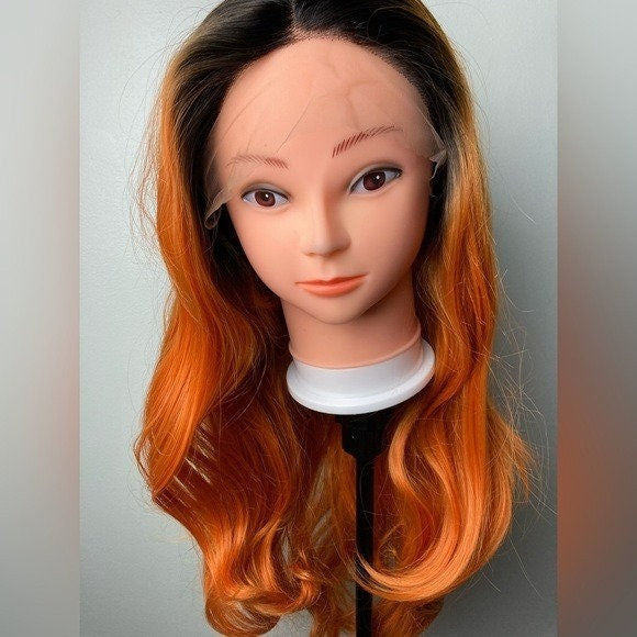 Black Roots Orange Lace Front Wigs