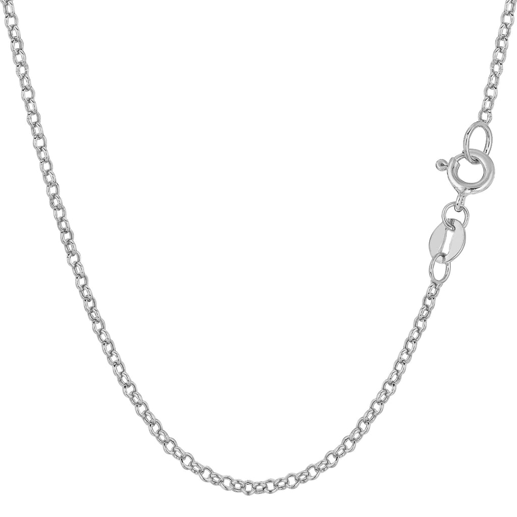 14K White Gold 1.9MM Round Rolo Link Necklace Chains