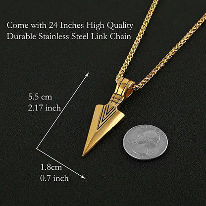 Gold Arrow 316 Stainless Steel Pendant Necklace