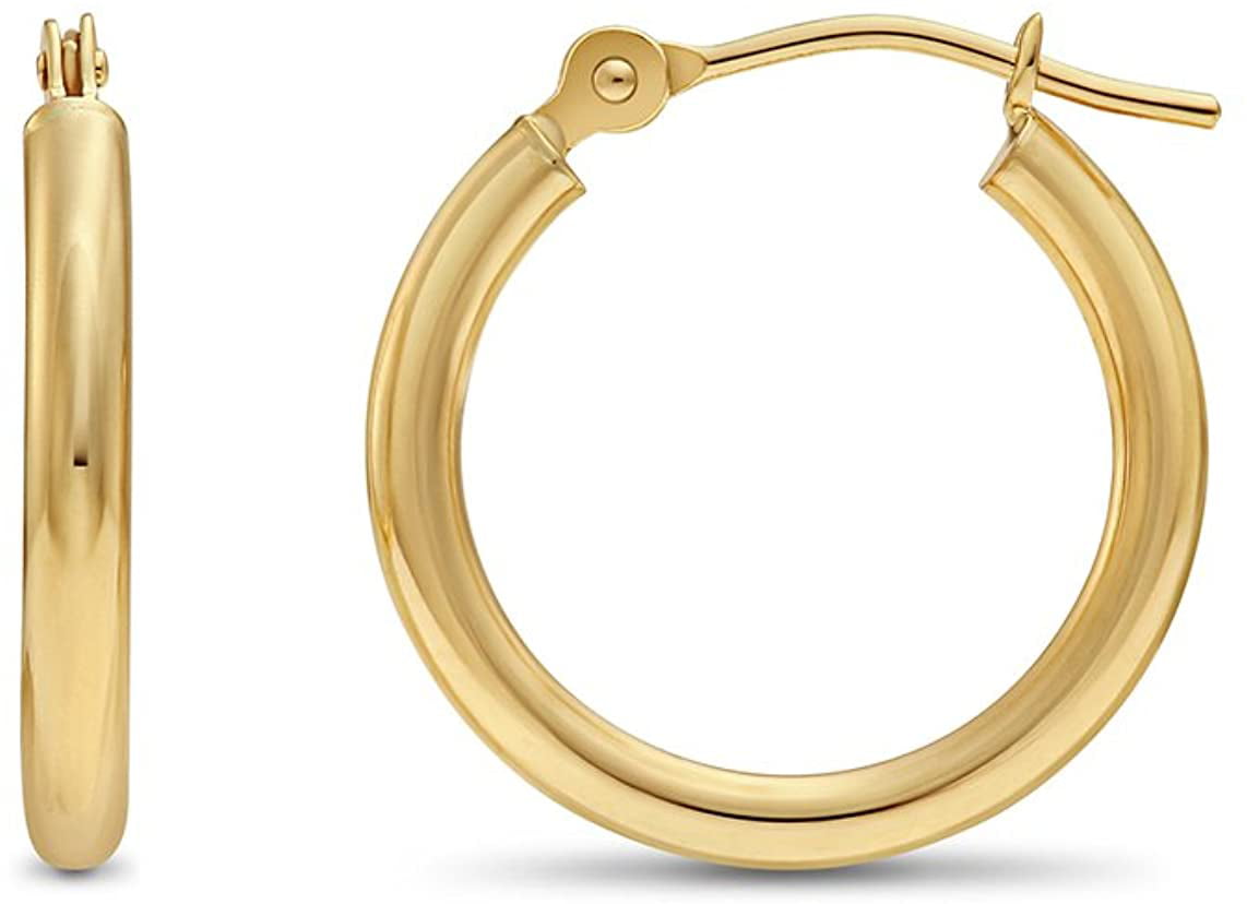 Made of Solid 14K Gold.100% REAL 14K GOLD.Jewelry Women's Jewelry Fine Jewelry,Mothers Day Gifts,Gifts for Mom,Gifts for Her14K Gold 2MM Classic Hoops Earrings
