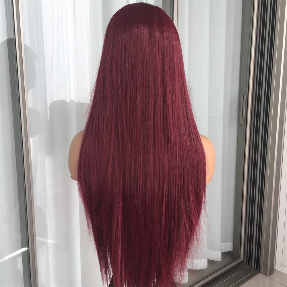 Burgundy-Lace-Front-Wigs-Human-Hair-Straight-99j-13x4-Hd-Transparent-Lace-Front-Wig-Red-Wigs 99j Burgundy Lace Front Wigs Human Hair Pre Plucked 13x4 Straight 99j Human Hair Wig with Baby Hair 150% Density Wine Red Wig Colored straight 99j Lace