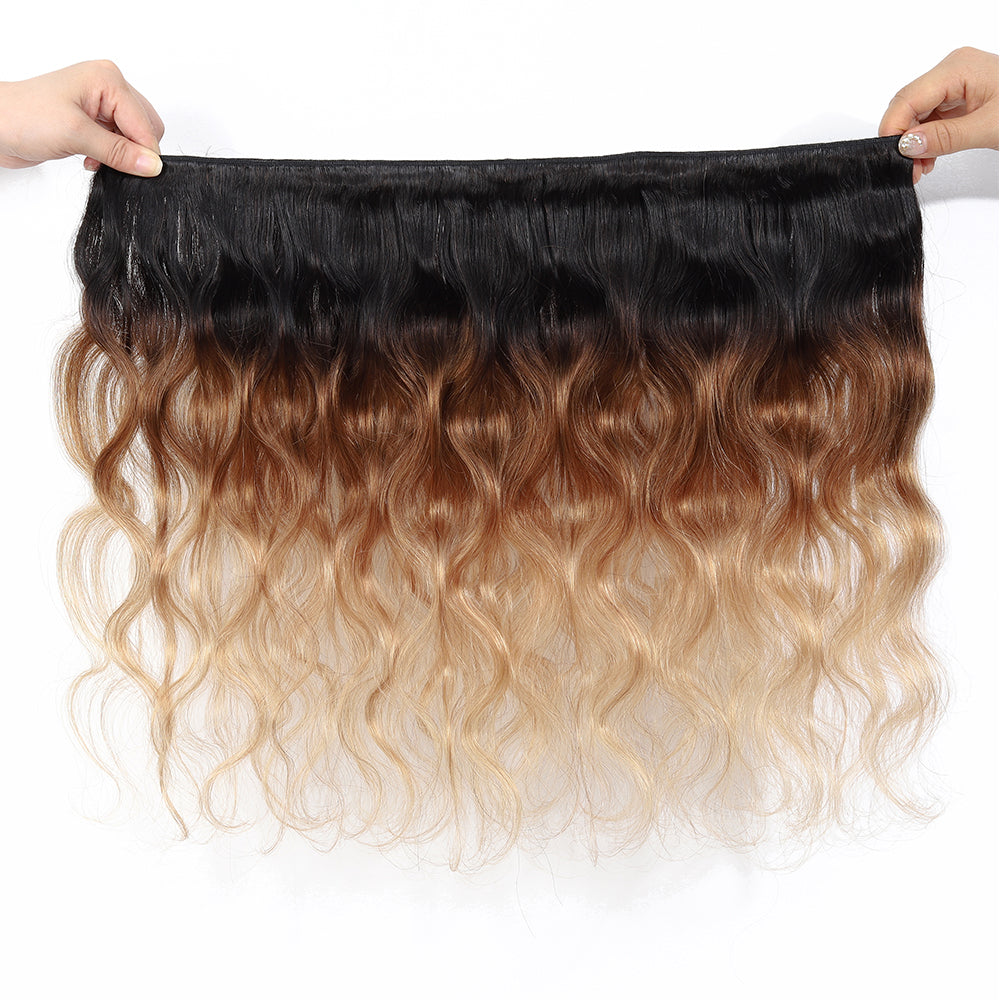 Blonde-1B-4-27-Remy-Ombre-Human hair weave.Ombre Bundles and Closure,10A Brazilian Bundles with Closure Virgin Remy Hair Bundles