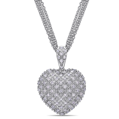 Diamond Heart Sterling Silver Chain Necklace