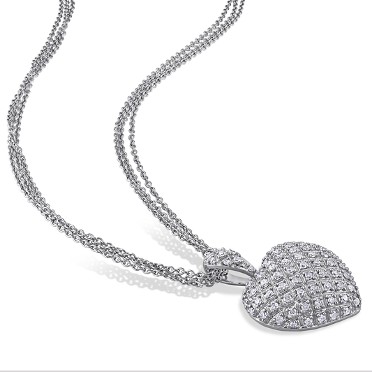 Diamond Heart Sterling Silver Chain Necklace