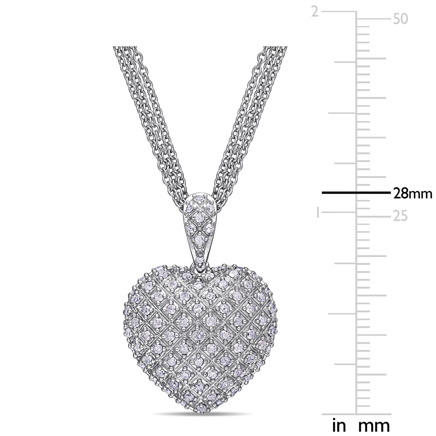 Diamond Heart Sterling Silver Chain Necklace