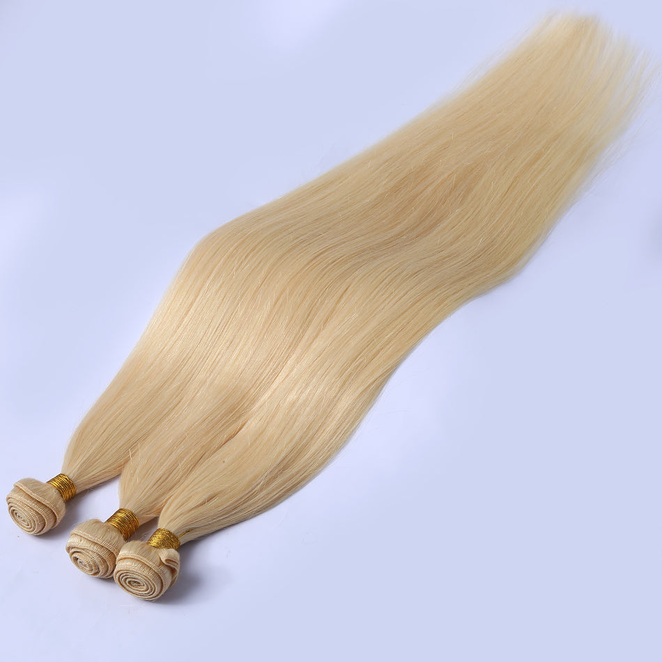 613-blonde-straight-bundles,613 Bundles Human Hair Color Blonde Straight Human Hair Bundles 8A Grade Unprocessed Brazilian Virgin Hair 3 Bundles 613 Straight Bundles