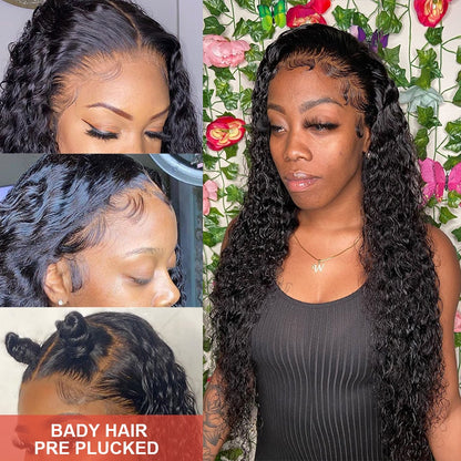 30 34 Inch HD Wet And Wavy Loose Deep Wave Frontal Wig