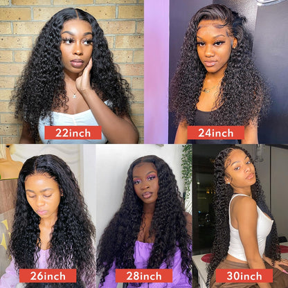 30 34 Inch HD Wet And Wavy Loose Deep Wave Frontal Wig