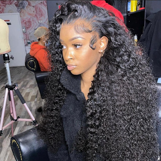 Human Hair Type: Brazilian Hair,Deep Wave Lace Front Wigs Human Hair 13x4 Lace Frontal Curly Wigs for Black Women Wet and Wavy HD Lace Front Wigs Human Hair Pre Plucked with Baby Hair Natural Hairline 150 Density(20inch, 13x4 deep wave wig)