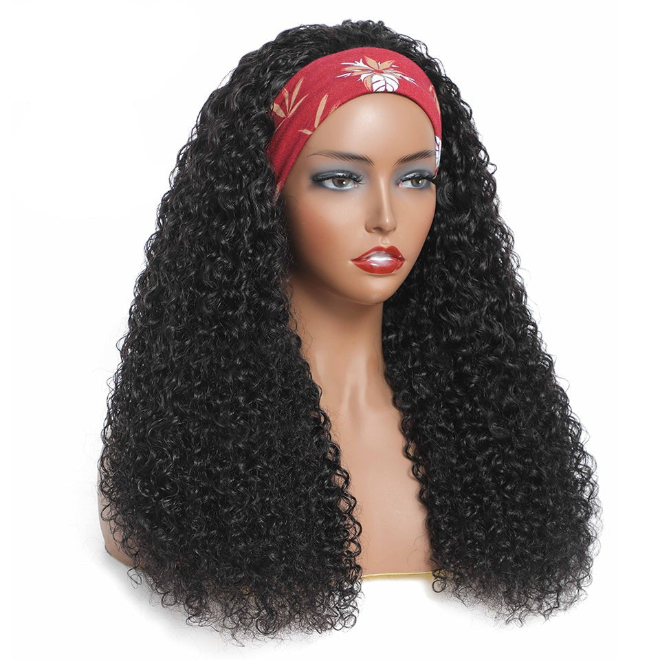 Brazilian Deep Curly Hair Human Hair Headband Wig