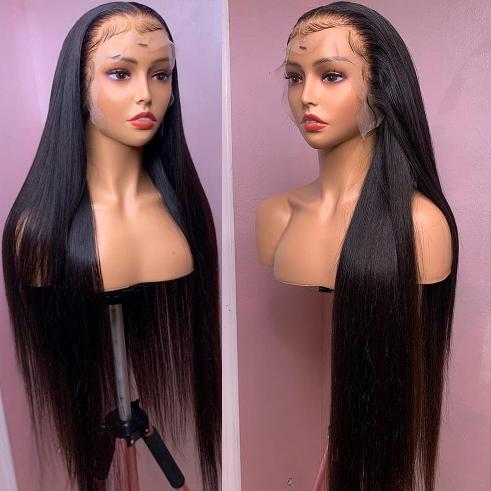 30 34 Inch Blonde Bone Straight Lace Front Human Hair Wig for Women