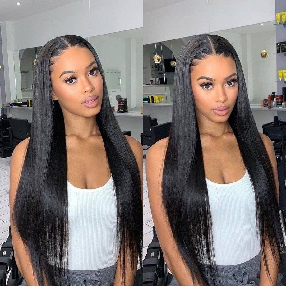 Long Straight 360 HD Lace Front Human Hair Wigs Pre Plucked With Baby Hair