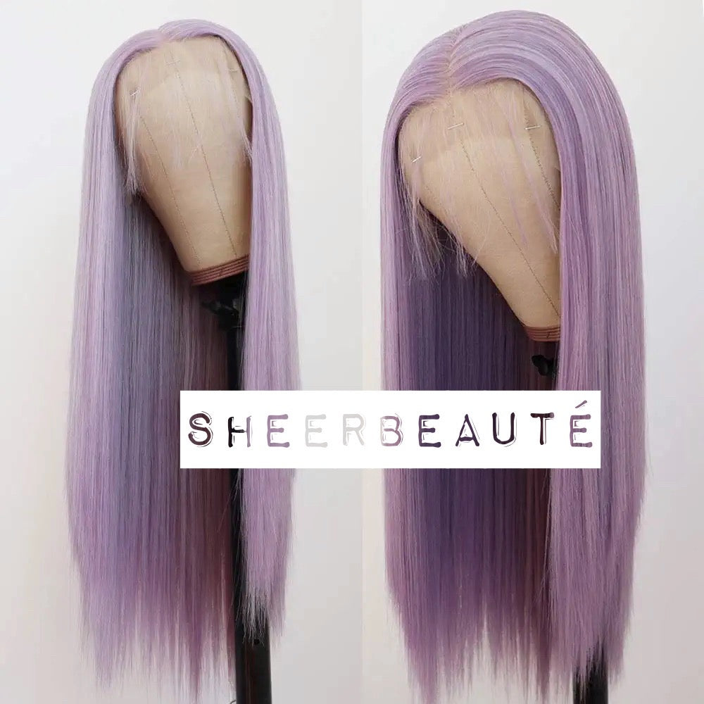 Purple Long Straight Middle Part Wig