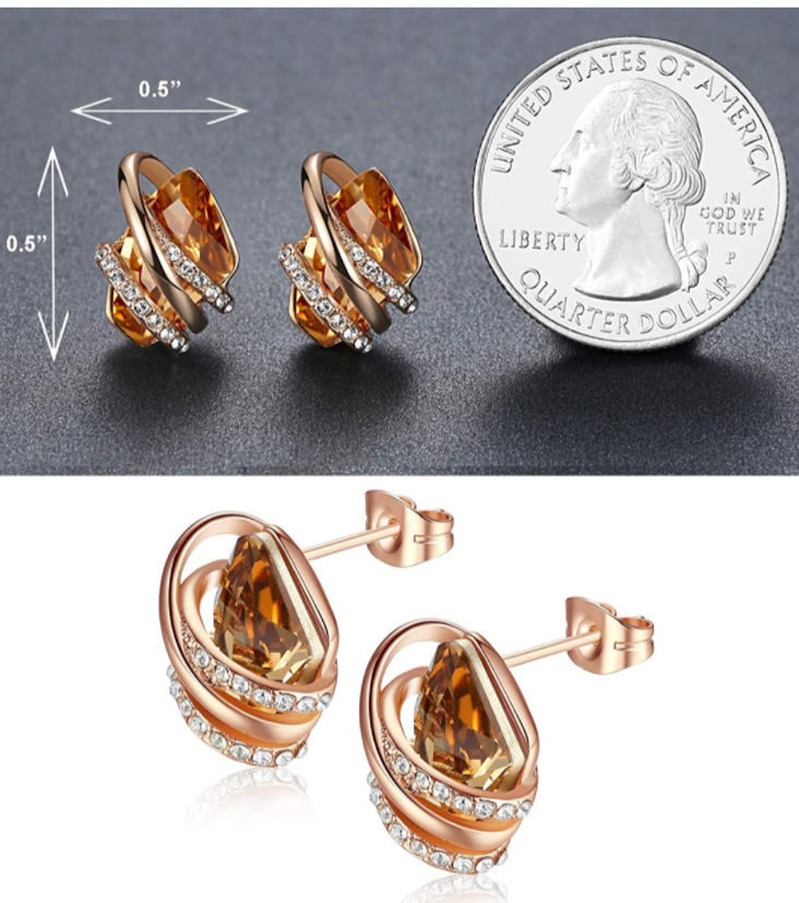 18K Rose Gold Stud November Birthstone Earrings