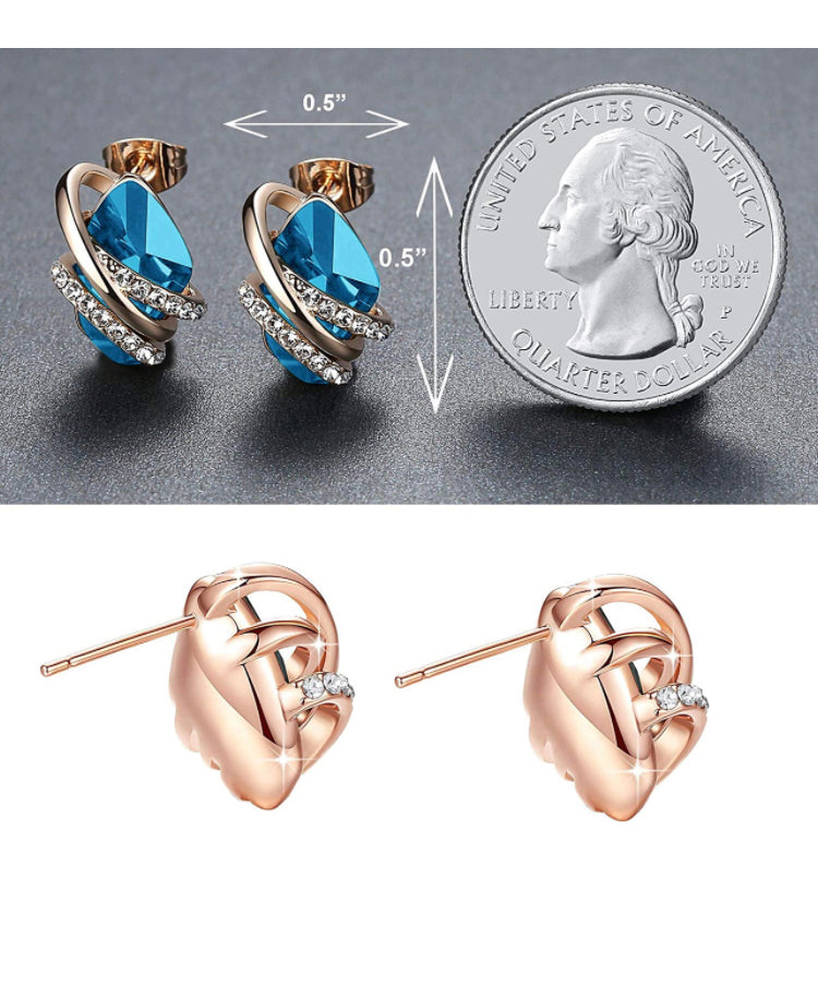 18K Rose Gold Stud December Birthstone Earrings