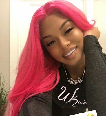 Straight Pink T Part Lace Front Wigs