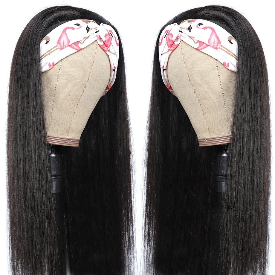 Straight Glueless Headband Human Hair Brazilian Wigs For Black Women