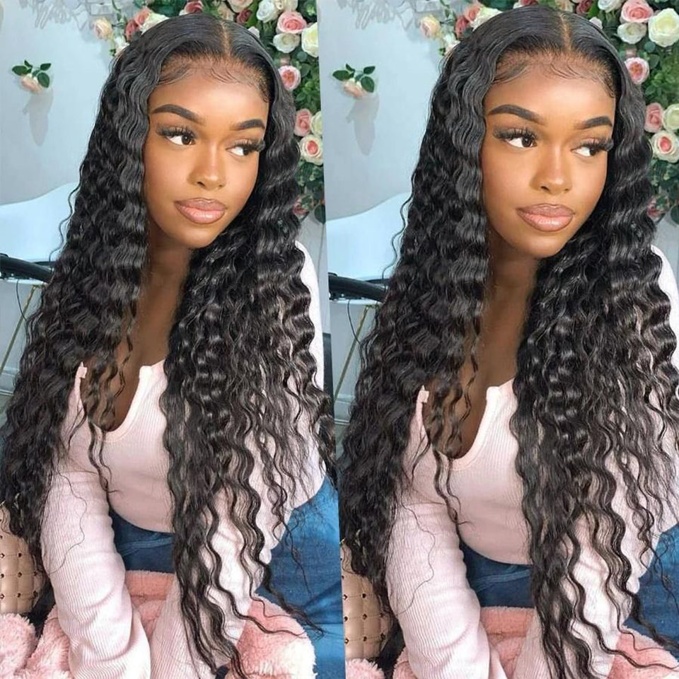 13x4/13x6 Malaysian Loose Deep Wave Lace Frontal Human Hair Wigs for Women
