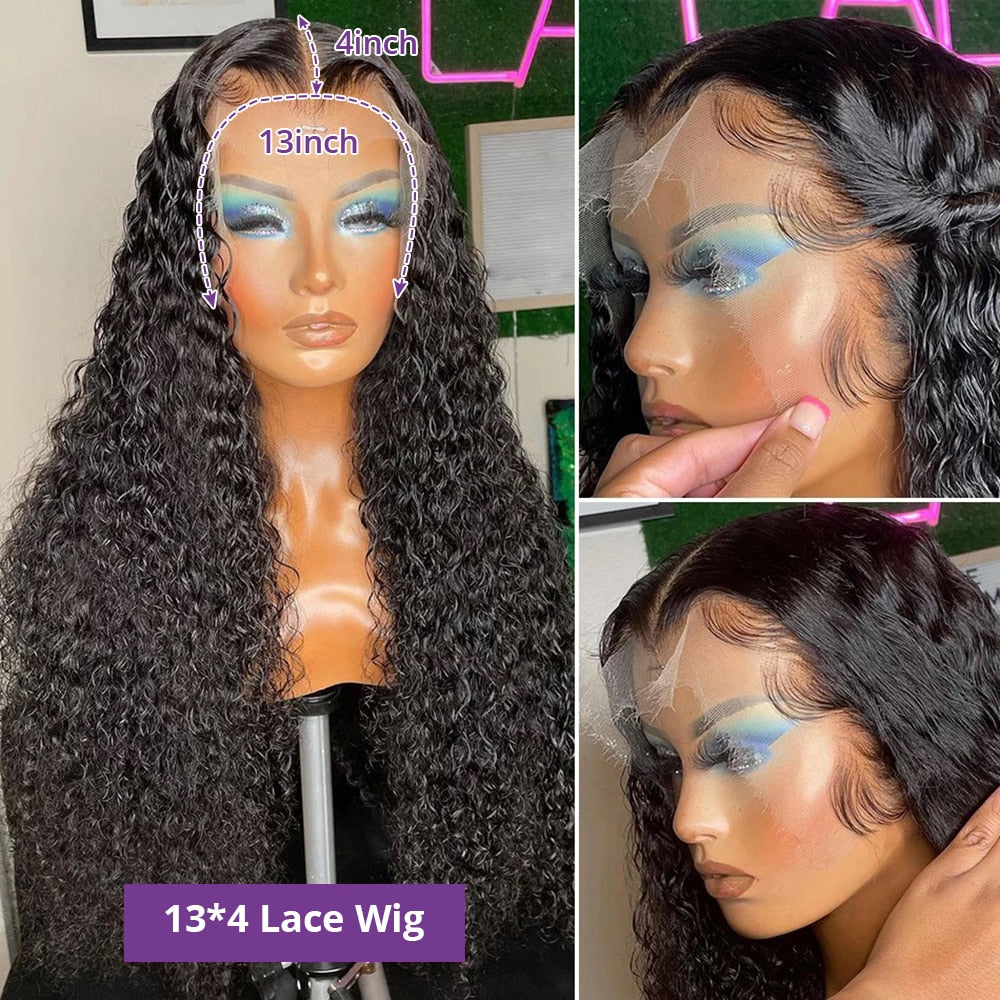 Long Deep Wave Brazilian Human Hair 360 13x6 Lace Frontal Wigs