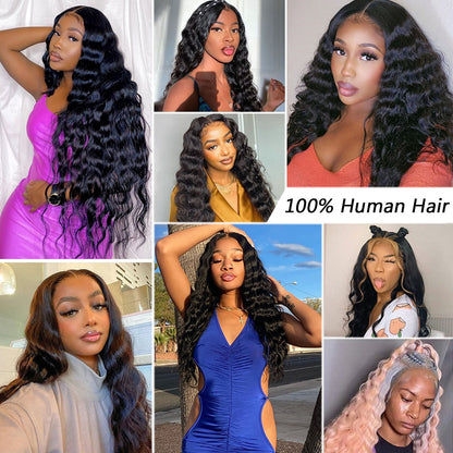 13x4/13x6 Malaysian Loose Deep Wave Lace Frontal Human Hair Wigs for Women