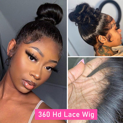 Long Straight 360 Hd Lace Front Human Hair Wigs Pre Plucked With Baby Hair