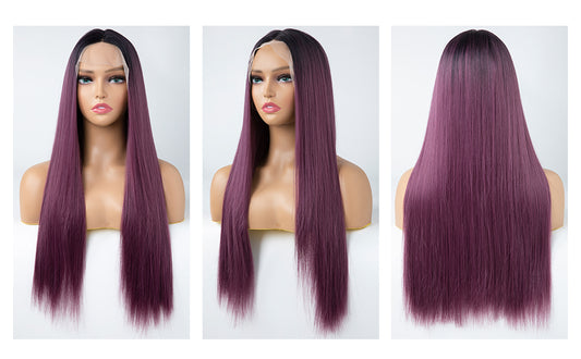 Purple Silky Straight Middle Part Lace Front Wig