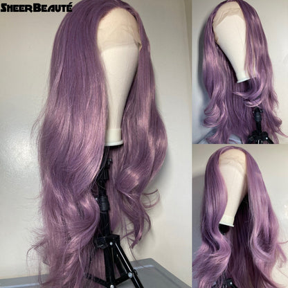 Long Purple Wavy Lace Front Wig