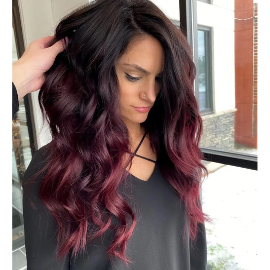 Long Curly Ombre Wine Red Lace Front Wigs|Trending Hair Styles