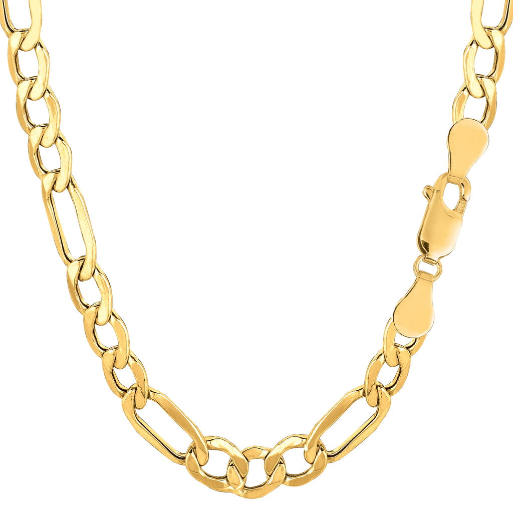 6.5MM Gold Hollow Figaro Link Necklace-Men Fine Gold Chain 