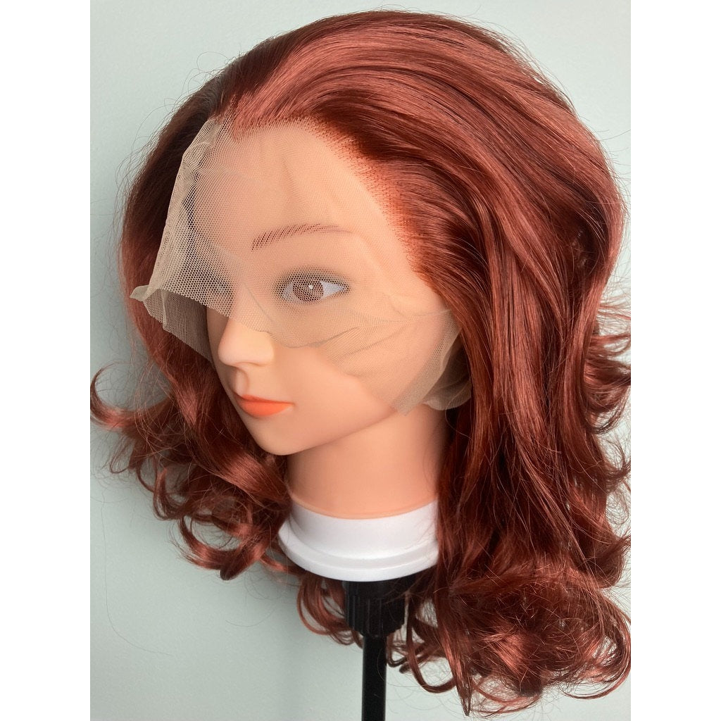 Short Bob Ginger Wig,Red Wig,Copper Red Wigs,Short Bob Wigs,Wavy Lace Front Wig,Auburn Red Hair Wig,Red and Ginger Wig,Curly Auburn Wig